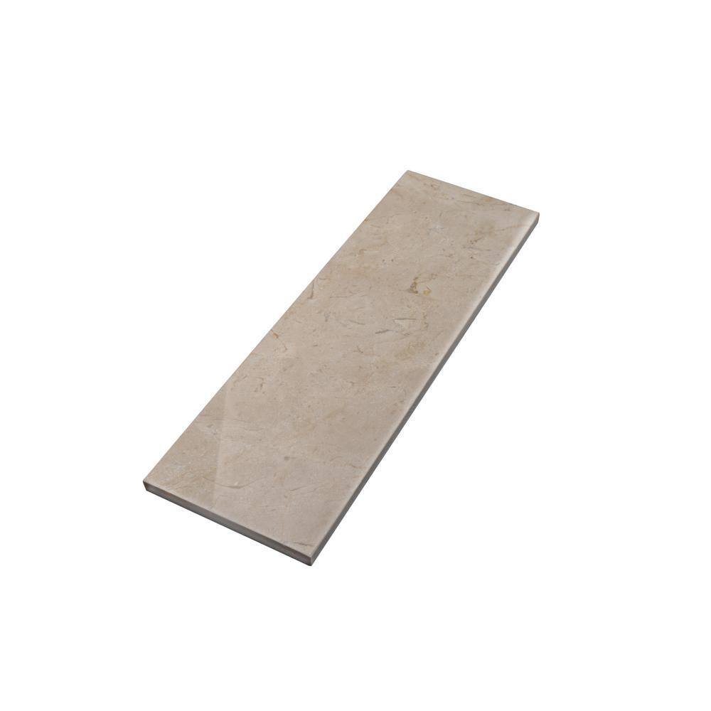 Beige and White Polished Marble 4" x 12" Subway Tile