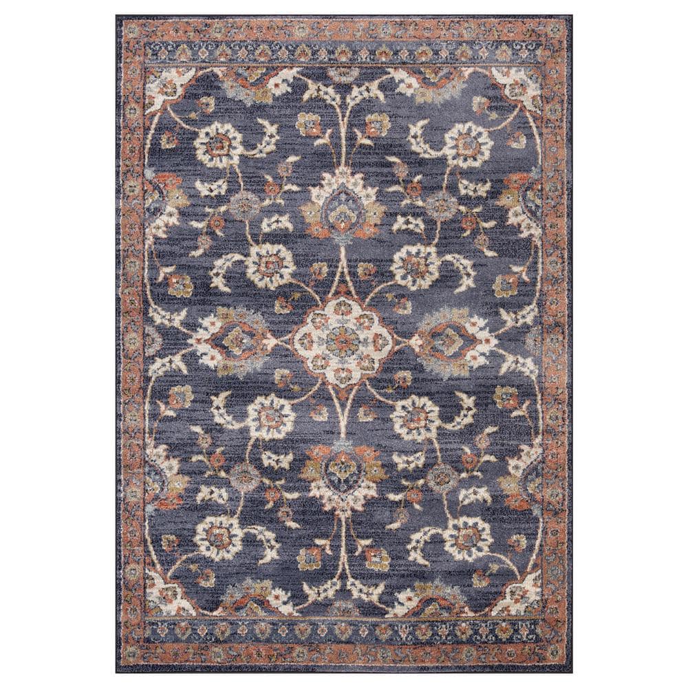 Navy Blue 2 ft. x 3 ft. Floral Power Loom Area Rug with Fringe price history on PriceWatchPro