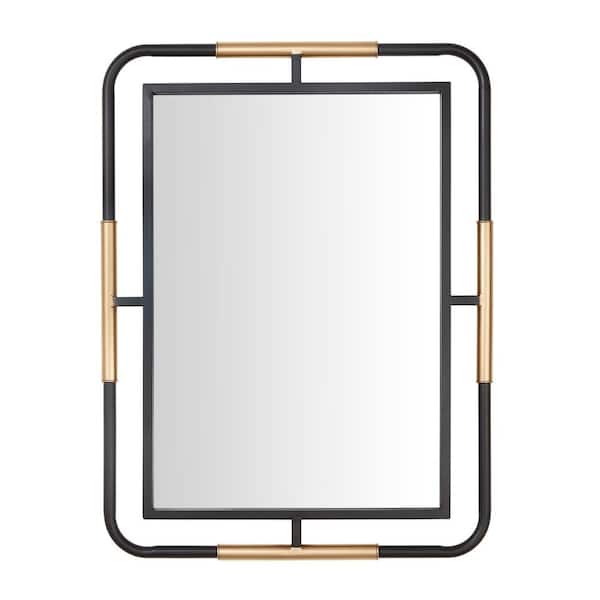 Medium Rectangle Black & Gold Modern Accent Mirror (32 in. H x 24 in. W)