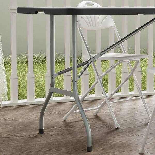 MoNiBloom Gray Frame Black Plastic Tabletop Rectangle Foldable