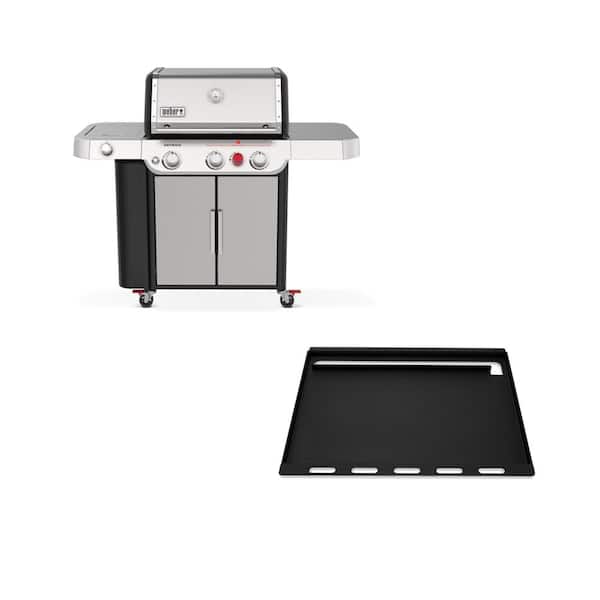 Genesis S-335 3-Burner Liquid Propane Gas Grill in Stainless Steel with Full Size Griddle Insert