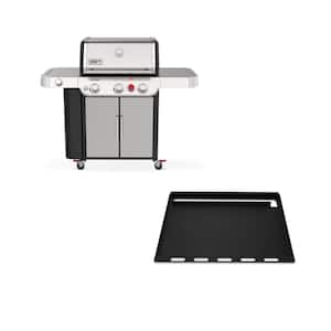 Genesis S-335 3-Burner Liquid Propane Gas Grill in Stainless Steel with Full Size Griddle Insert