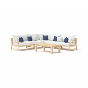 Kooper 6-Piece Wood Outdoor Sectional Seating Set with Sunbrella Bliss Ink Cushions