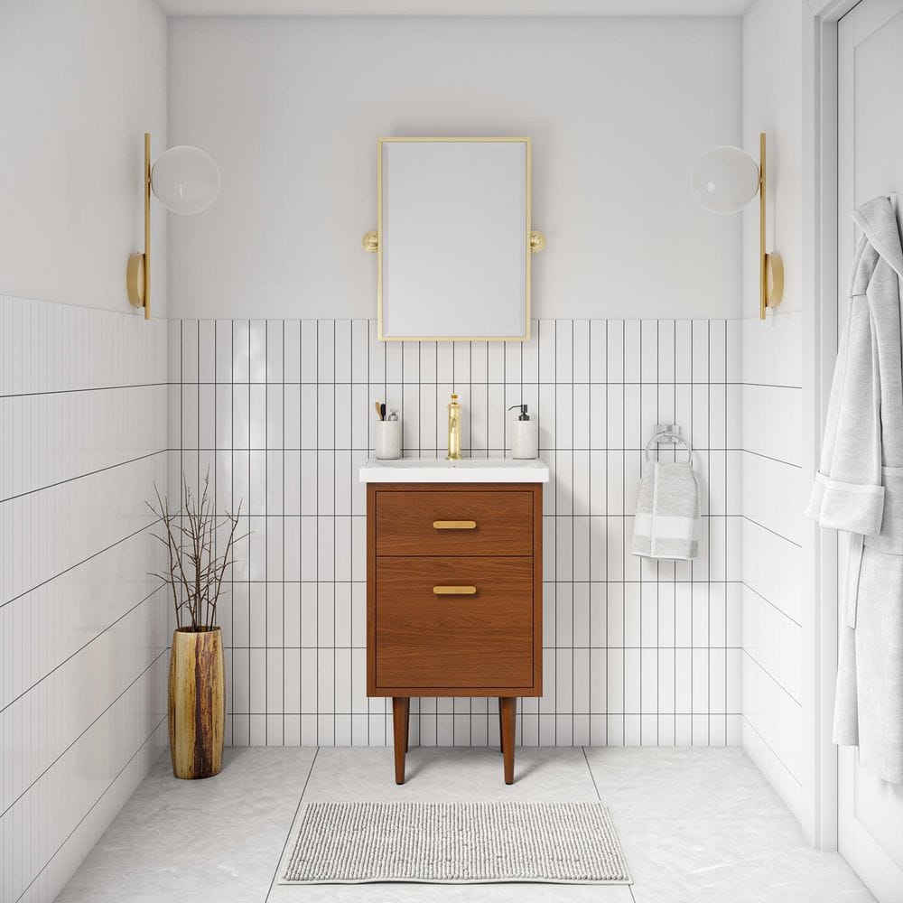 Brandy 20.5 in. W x 15.7 in. D x 34.5 in . H Bath Vanity in Honey Walnut with White Ceramic Top price history on PriceWatchPro