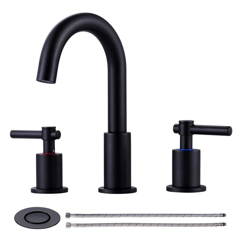 Matte Black 8-Inch Widespread Double Handle Bathroom Faucet