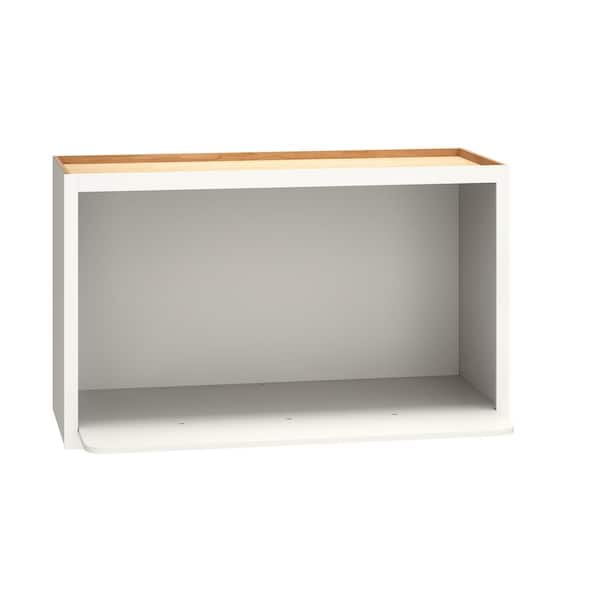QuickShip Cottage 30 in. W x 12 in. D x 18 in. H Assembled Microwave Wall Kitchen Cabinet in White Partial Overlay
