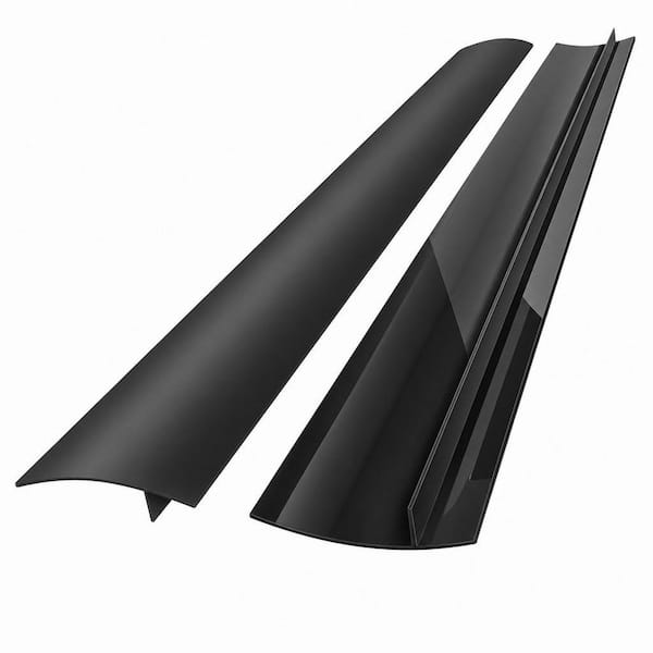 2 Pack Black Silicone Stove Gap Covers, Heat Resistant Oven Gap Filler Seals Gaps with Anti-Slip Mirror Base
