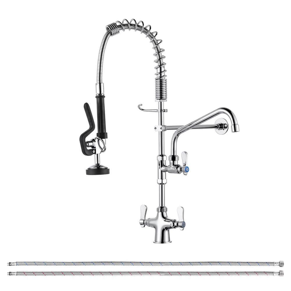 Chrome Triple Handle Pull Down Sprayer Kitchen Faucet