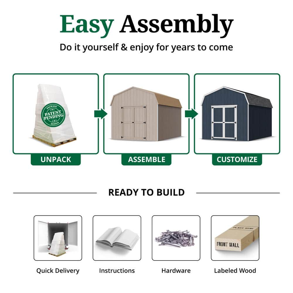 12' x 24' Blue Wood Gambrel Barn Storage Shed Kit