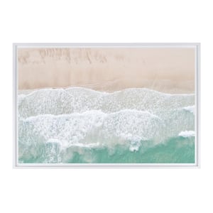 Beach Waves from Above by SHD 1 Piece White Polystyrene Framed Coastal Canvas Wall Art 18 in x 12 in