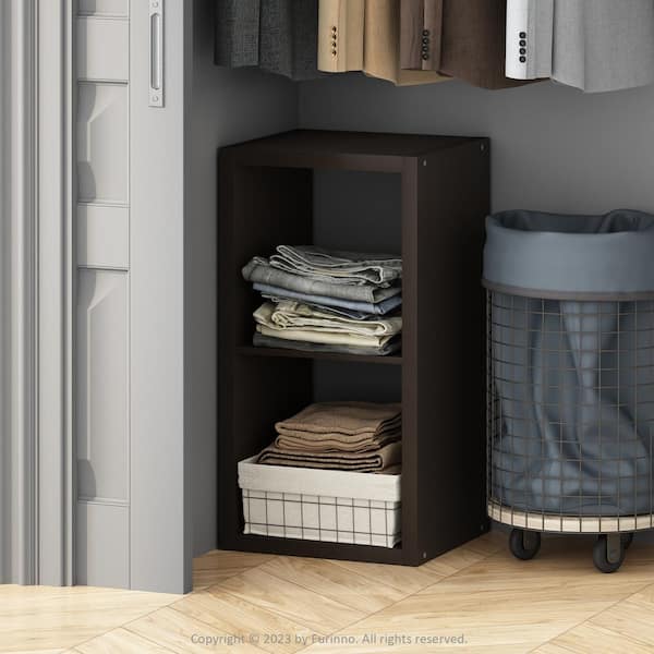 Furinno Cubic 29 in. Tall Dark Oak Wood 2-Shelf Cube Bookcase