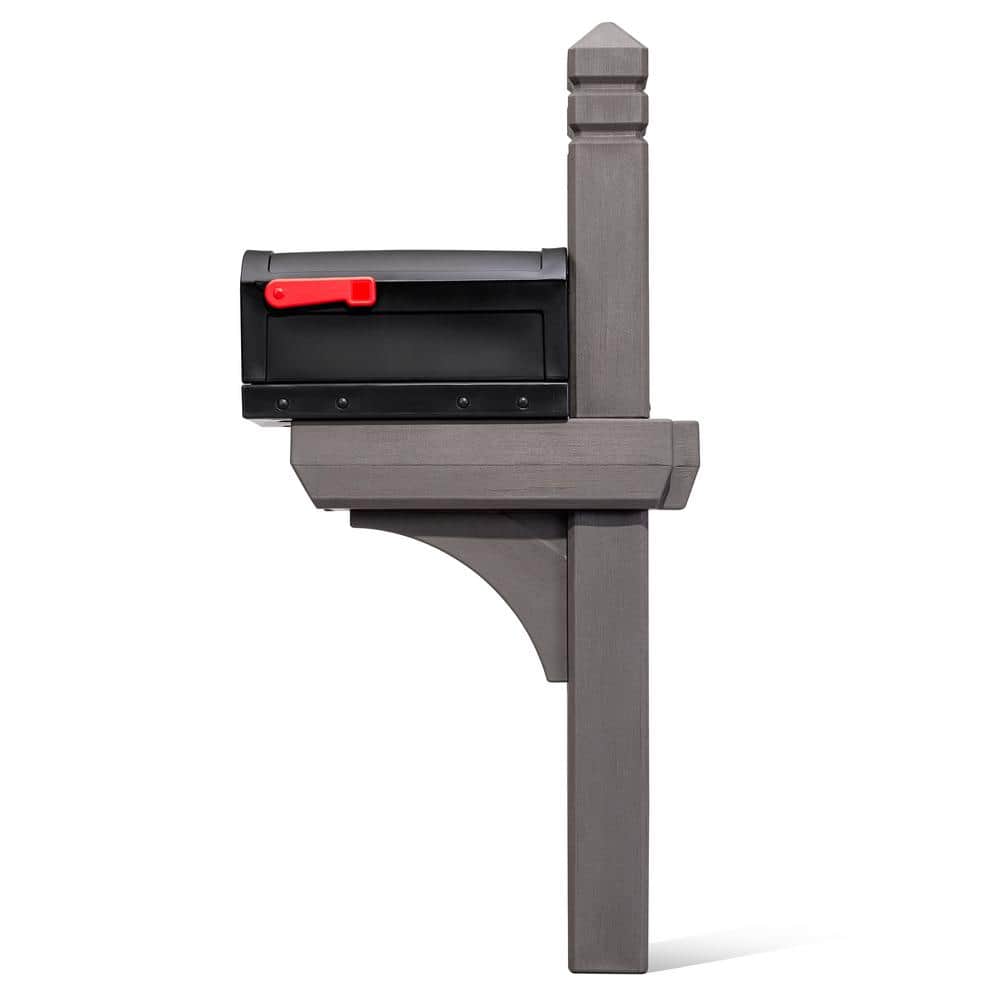 Lakewood Black and Dark Cedar Resin Mailbox Post Kit