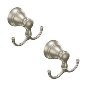 Banbury Double Robe Hook in Brushed Nickel (2-Pack Combo)