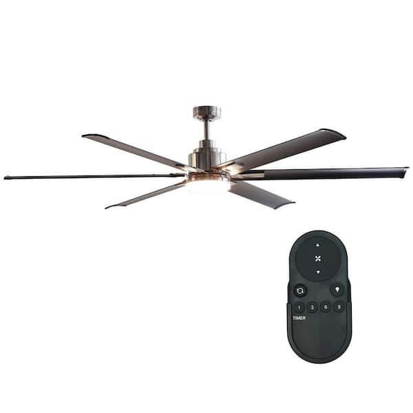 Parrot Uncle 72 in. Modern Integrated LED Brushed Chrome Ceiling Fan with Light and Remote Control