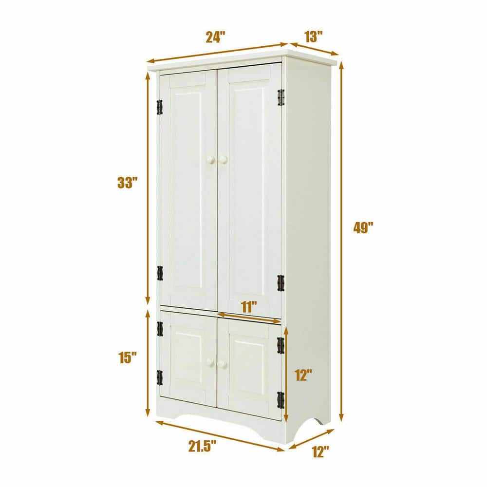 White MDF 49" Accent Cabinet with Adjustable Shelves