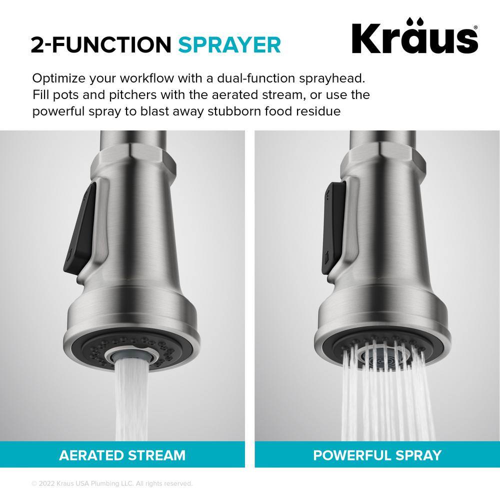 Chrome Industrial Pull-Down Single Handle Kitchen Faucet