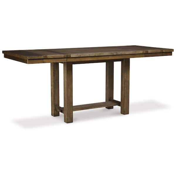 Moriville Brown Wood 86 in. Trestle Extendable Dining Table Seats 8 with Drop Leaf