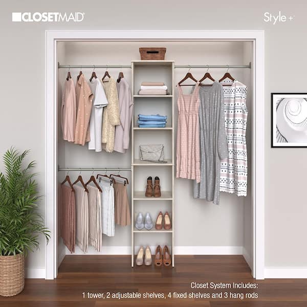 ClosetMaid 4361 Style+ 72 in. W - 113 in. W Bleached Walnut Narrow Wood Closet System - 2