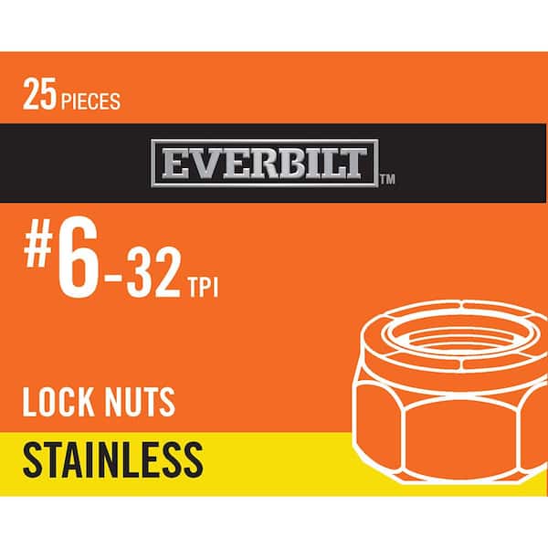 Everbilt #6-32 Stainless-Steel Nylon Lock Nut (25-Piece per Pack)