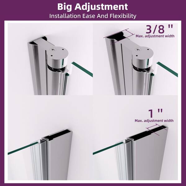 SHAAMA 28 - 29-3/8 in. W x 72 in. H Pivot Semi-Frameless Shower