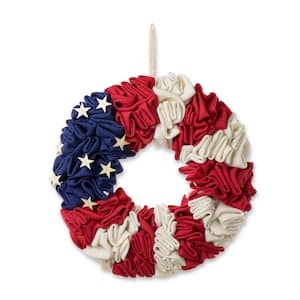 18 in. H Patriotic/Americana Round Fabric Wreath