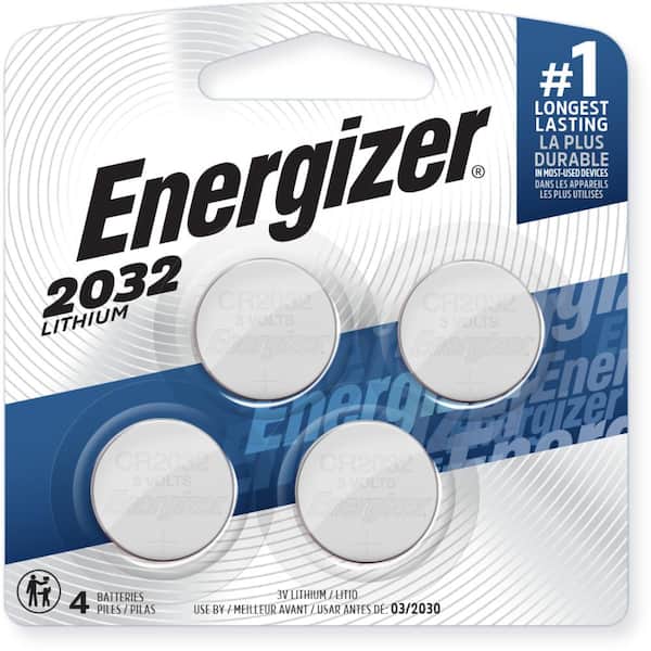 Energizer 2032 Batteries (4-Pack), 3V Lithium Coin Batteries