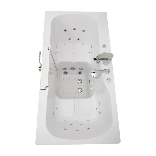 Ella Big4One 66 in. MicroBubble, Whirlpool and Air Bath Walk-In Bathtub in  White, Independent Foot Massage, Dual Drain OA3366TM5PL - The Home Depot