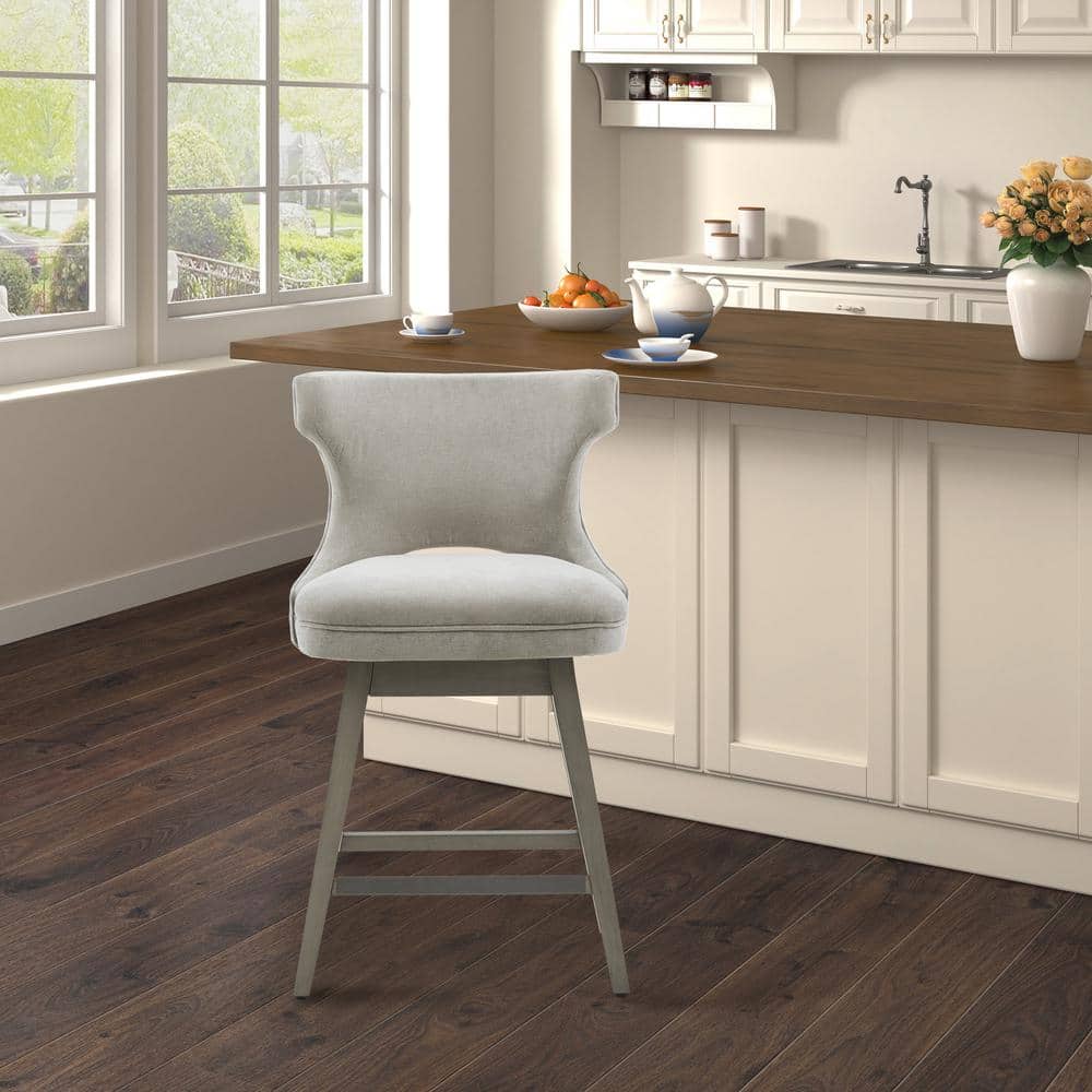 Madison Park Janet 25.75 in. Light Grey Wood Counter Stool MP104 0943 The Home Depot