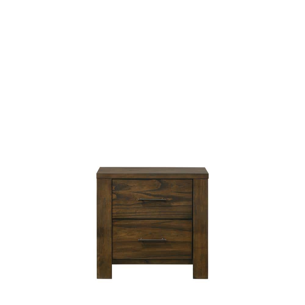 Merrilee Antique Brass 2-Drawer Oak Nightstand
