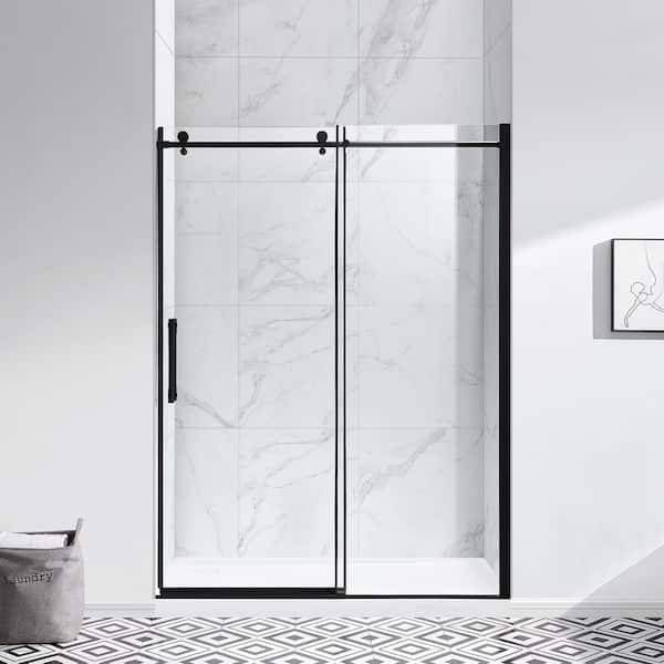 OVE Decors Eva 60 in. W x 78.74 in. H Frameless Sliding Shower Door in Matte Black
