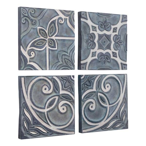 Zuo Modern Tiles Resin Blue Wall Decor (Set of 4)