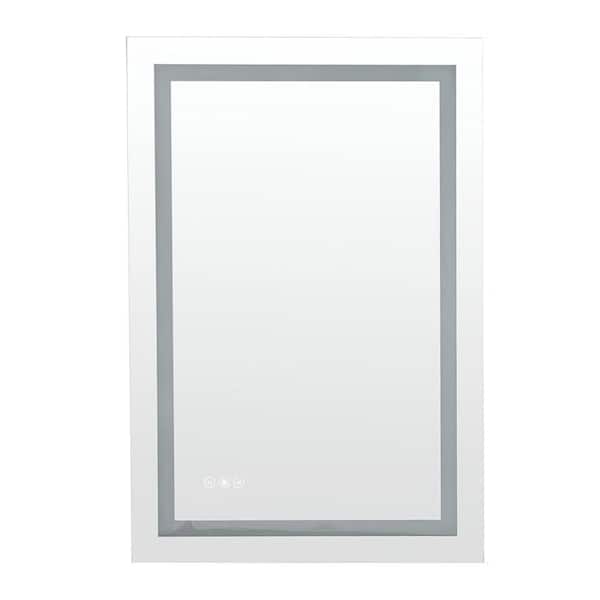 EPOWP 24 in. W x 32 in. H Rectangular Frameless Anti-Fog LED Wall Bathroom Vanity Mirror in Silver