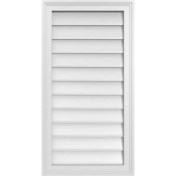 Ekena Millwork 18" x 34" Vertical Surface Mount PVC Gable Vent: Non-Functional with Brickmould Frame