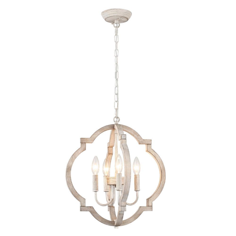 4-Light Dimmable Distressed Wood Farmhouse Country Geometric Chandelier for Kitchen Island with No Bulbs Included price history on PriceWatchPro