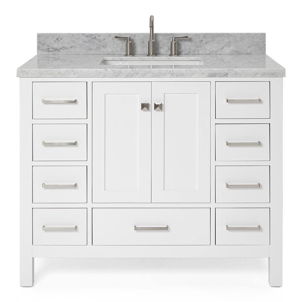 Cambridge 43" White Marble Single Basin Vanity Set
