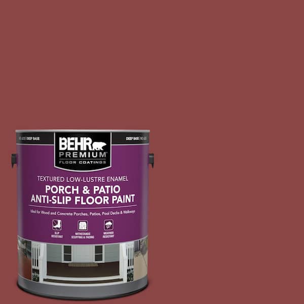 BEHR PREMIUM 1 gal. #PPU1-10 Forbidden Red Textured Low-Lustre Enamel Interior/Exterior Porch and Patio Anti-Slip Floor Paint