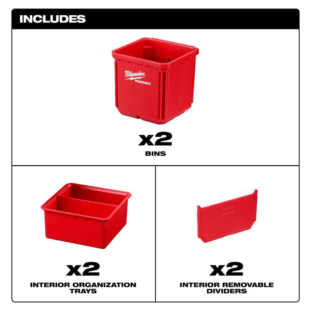 Milwaukee Red Impact Resistant Small Parts Bin Set