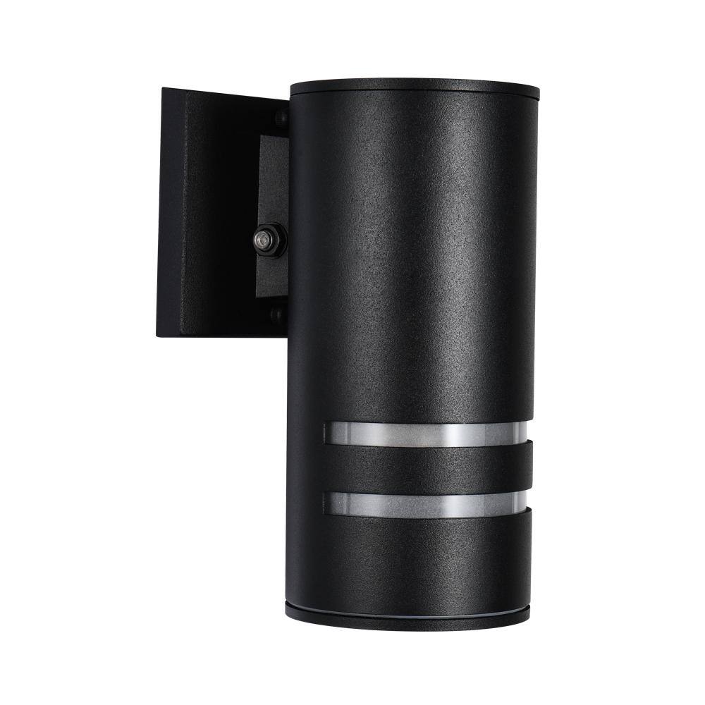 RRTYO Kohls 1Light Matte Black Cylinder Outdoor Wall Lantern Sconce with Light Sensor