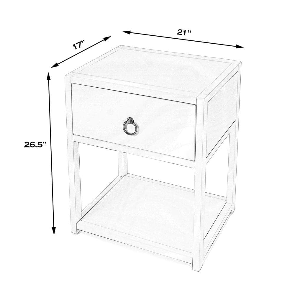 Transitional Modern Natural Wood and Black Metal End Table with Storage