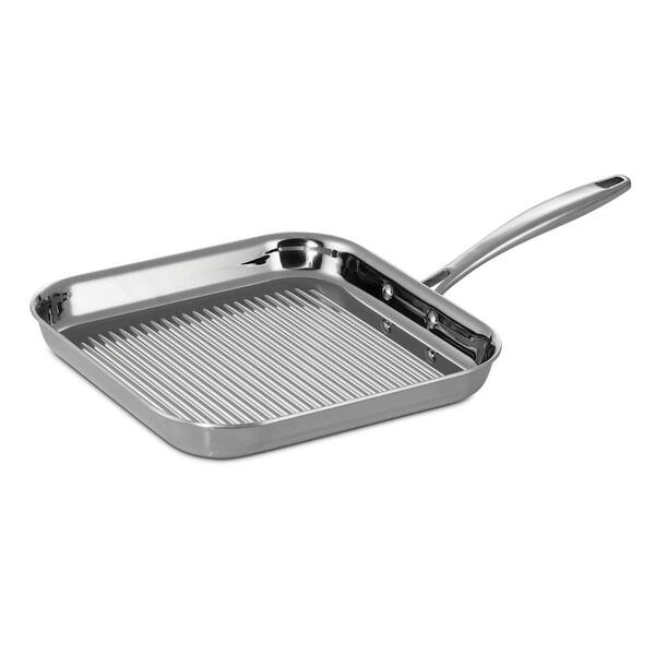 11-Inch Square Grill Pan Tri-Ply Clad Stainless Steel 1-Piece