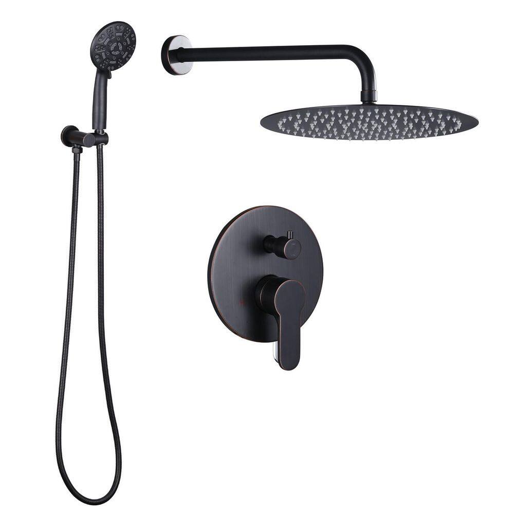Single Handle Wall Mount 2-Spray Shower Faucet 1.8 GPM with 12 in. Round Shower Head and in Oil Rubbed Bronze price history on PriceWatchPro