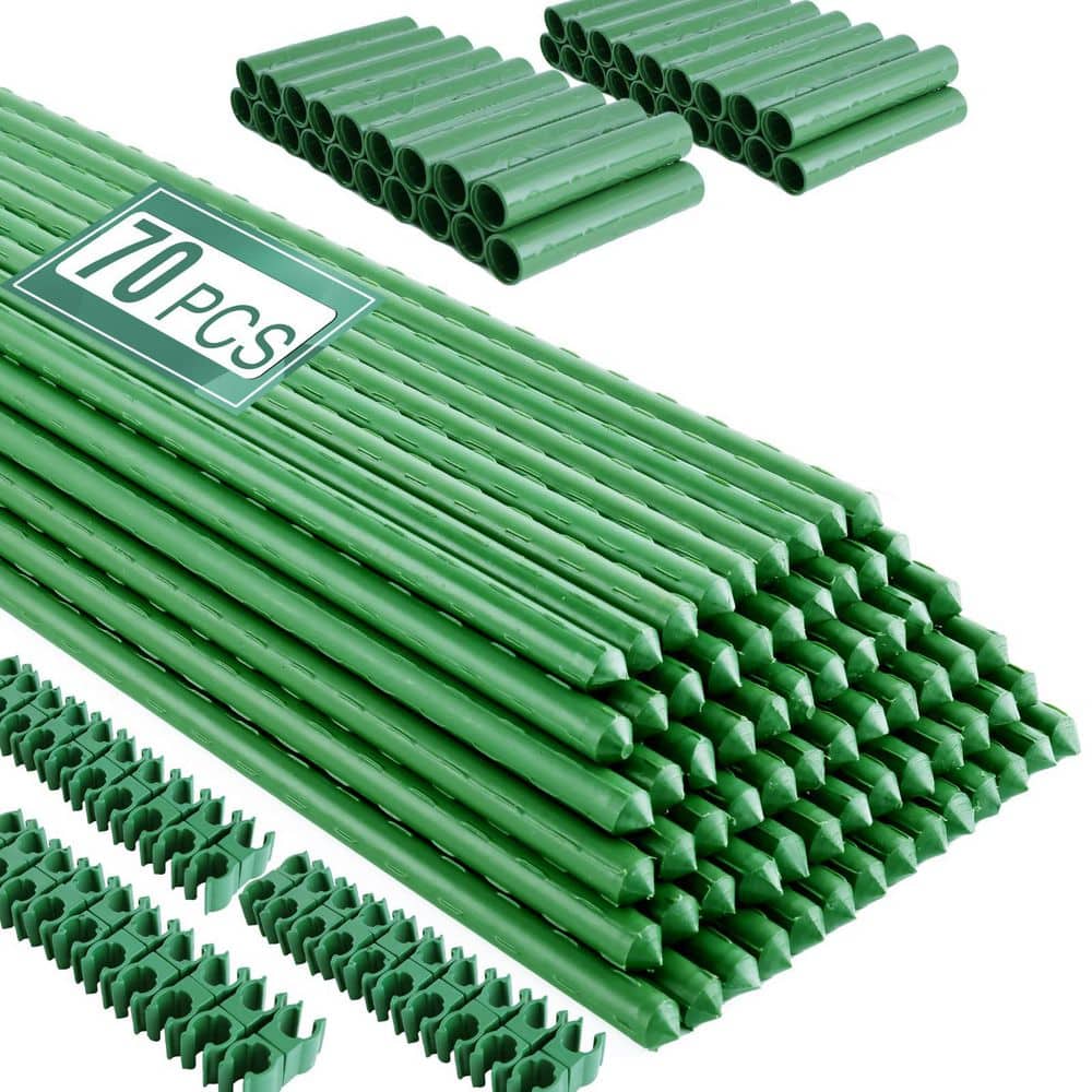 16 Inch Plastic Coated Metal Garden Stakes Set with Adjustable Trellis Style Support 70 Pack for Plants price history on PriceWatchPro