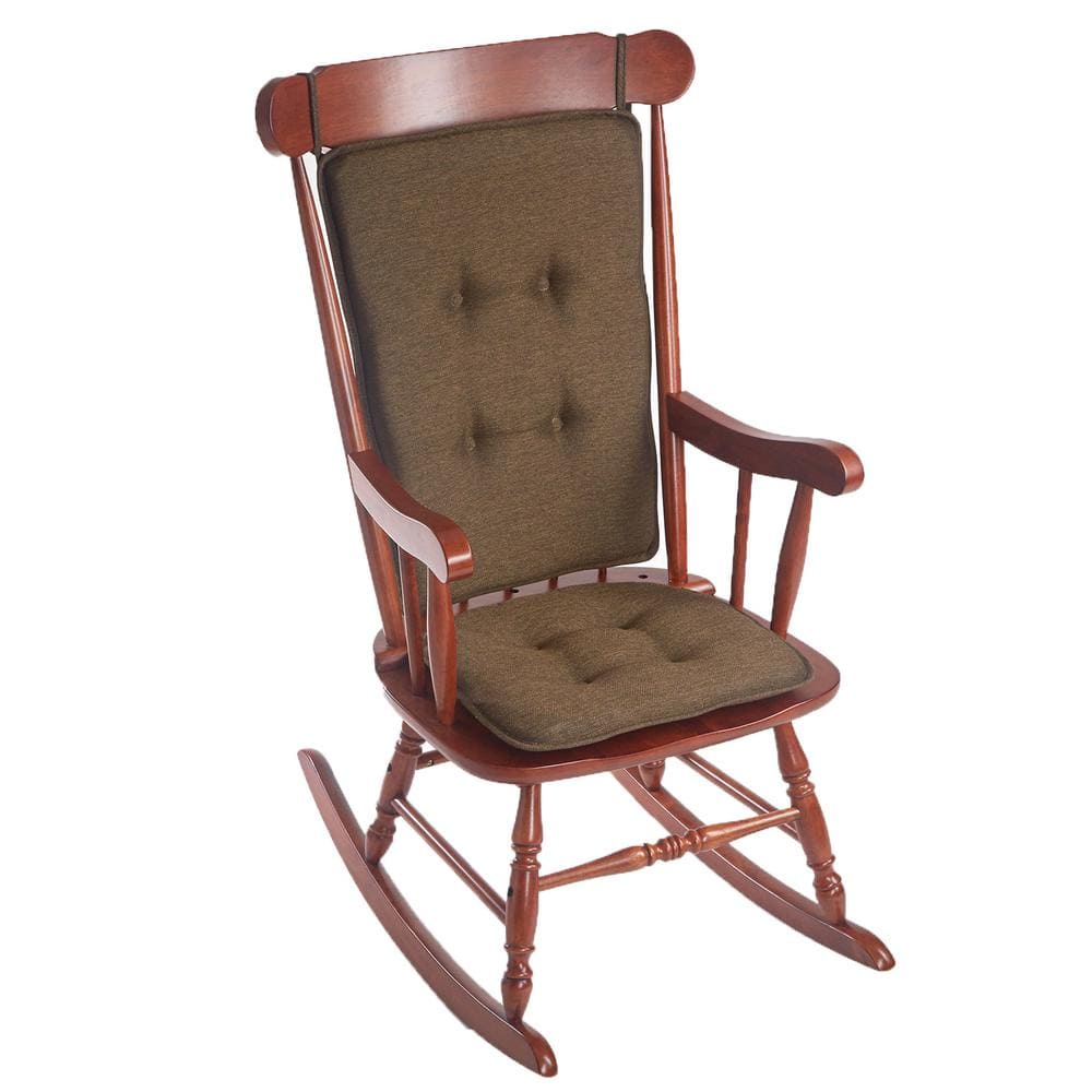 Klear Vu Embrace Chocolate Tufted Rocking Chair Cushion Set with Gripper Ba