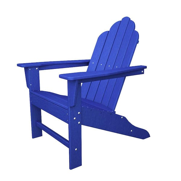 POLYWOOD Long Island Pacific Blue Plastic Patio Adirondack Chair