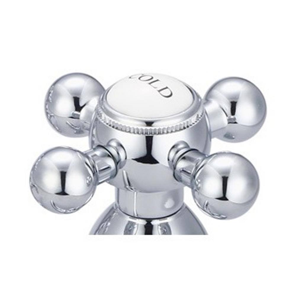 Classic Widespread Chrome Lavatory Faucet with Porcelain Labels