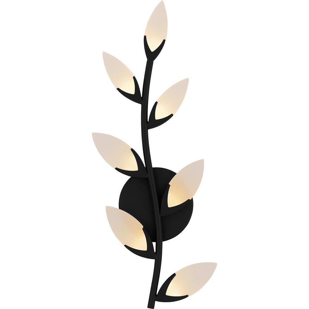 Matte Black 21" LED Wall Sconce with Frosted Leaves