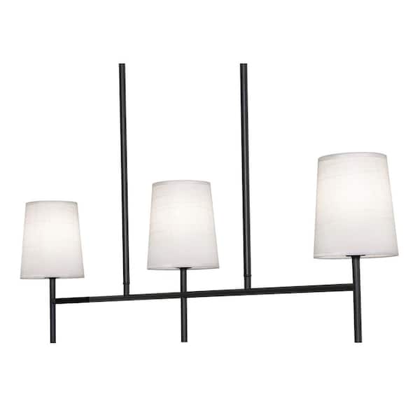 Rose 40-Watt 3-Light Black Shaded Pendant Light with Fabric Shade and No Bulb Included