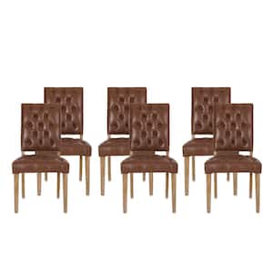 Uintah Cognac Brown and Natural Tufted Dining Chair (Set of 6)