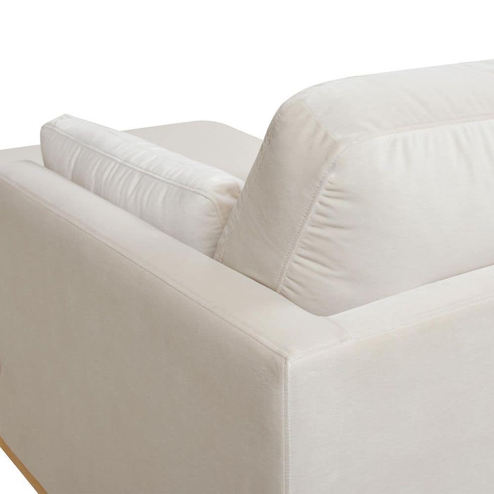 Knox 65" French Beige Performance Velvet & Wood Chaise Lounge Chair