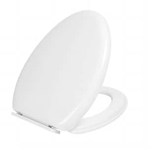 Removable Elongated Closed Front Toilet Seat in White with Nonslip Grip-Tight Never Loosen Bumpers Prevent Shifting